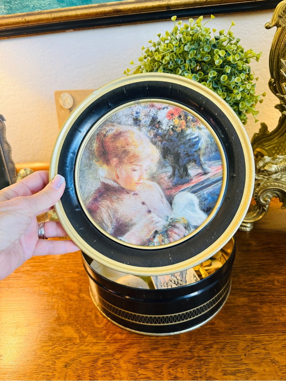 Mystery Vintage Bundle-Renoir Tin-Filled with Vintage Home Decor Items 1800-1970 - Picture 10 of 16